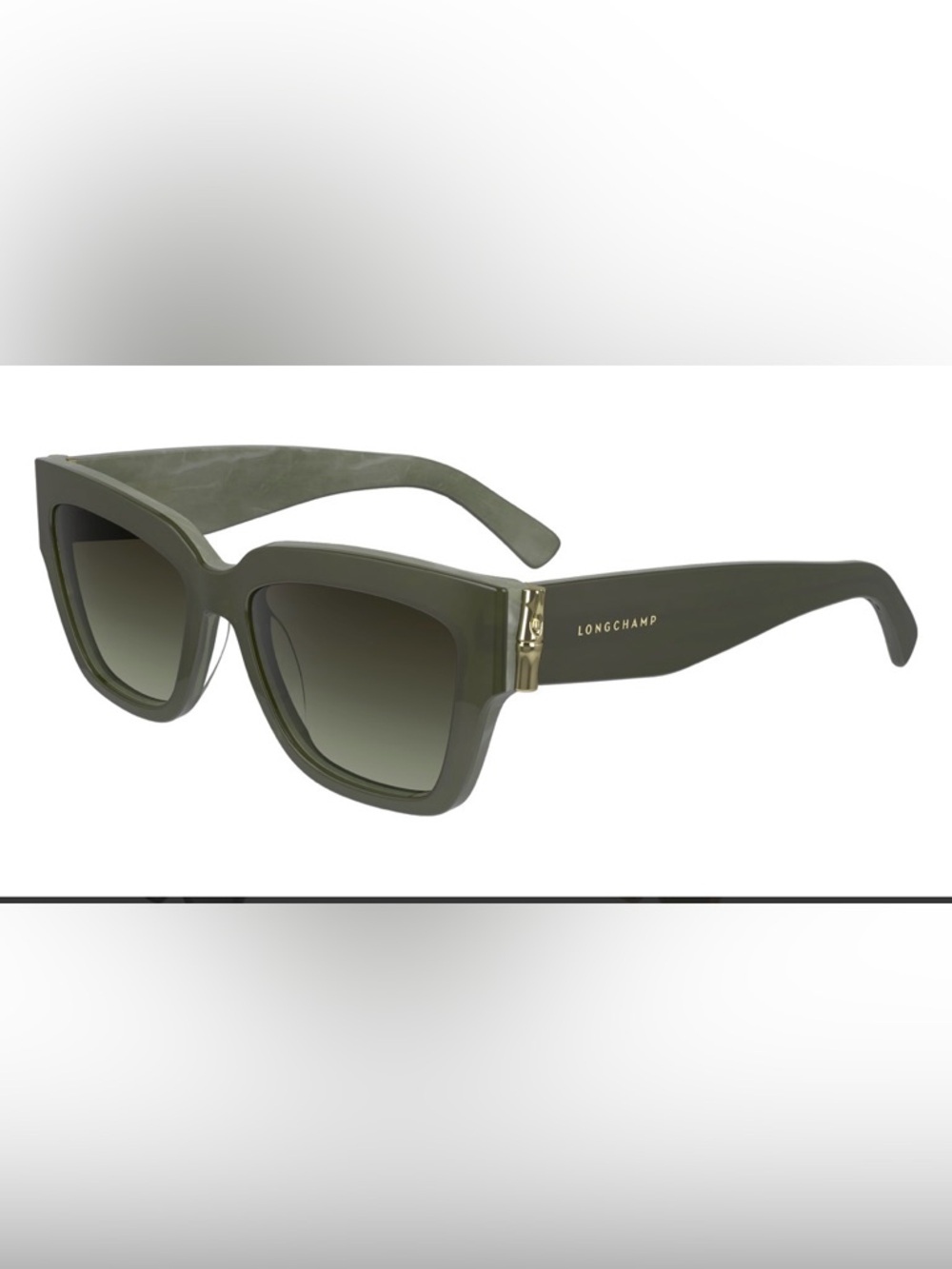 New Longchamp Olive Green Square Women's Sunglasses. French Design.